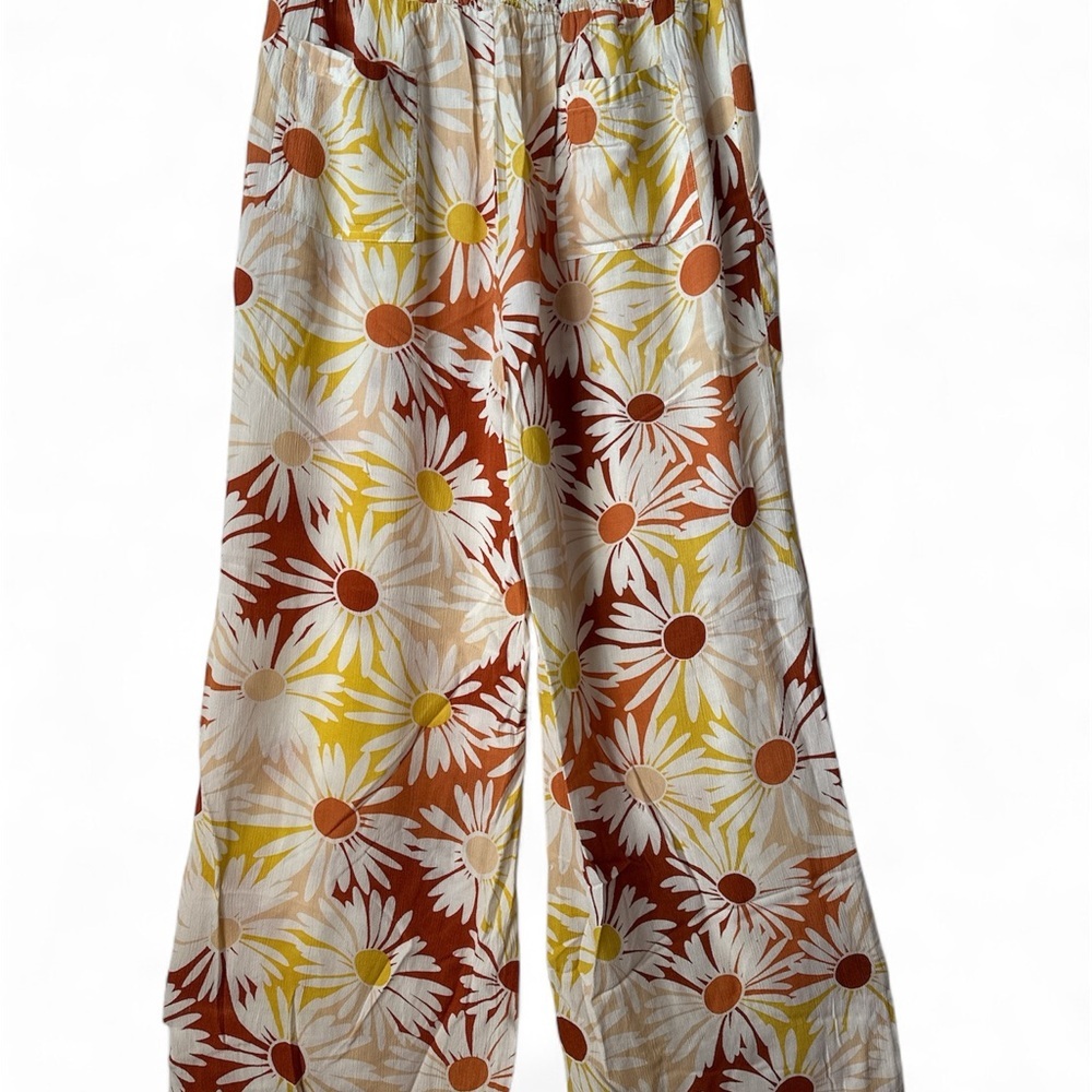 SISSTREVOLUTION Elastic Waist Floral Summer Wide Leg Small Medium Pants BNWT - Picture 3 of 6